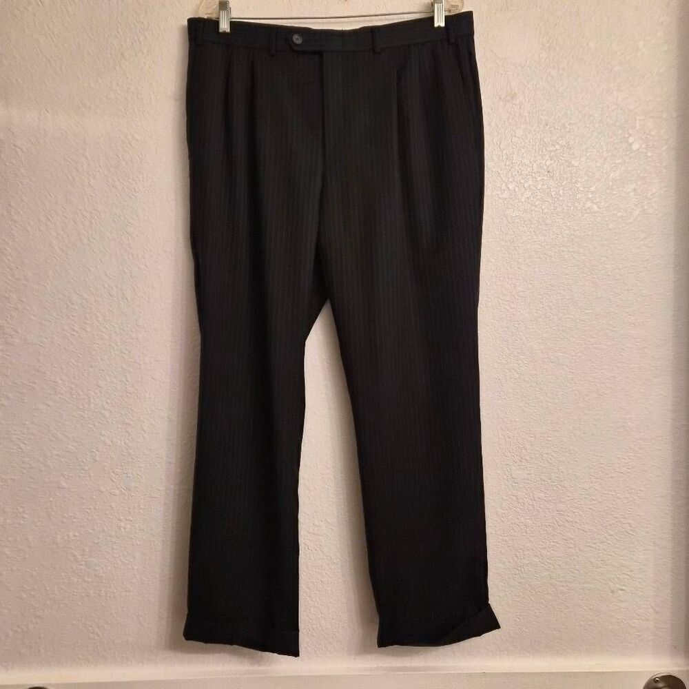 Lauren Ralph Lauren Classic Pinstripe Pleated Workwear Trouser Pants w/ Pockets